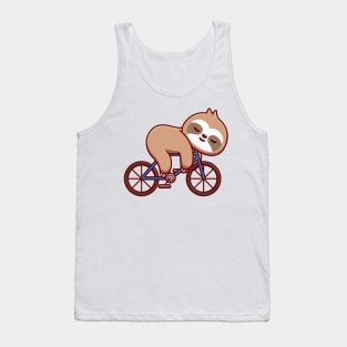 Cute Sloth Sleeping On Bike Cartoon Tank Top